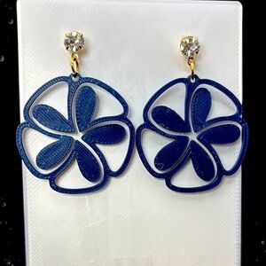 The Morning Glory Blue Earrings with Gold Accents